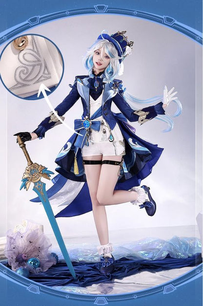 【三分妄想】原神 Genshinフリーナ/Furina フォカロルス/Focalors 付けまつ毛付き コスプレ衣装/ウィッグ/靴 コスチューム [ARS21826]